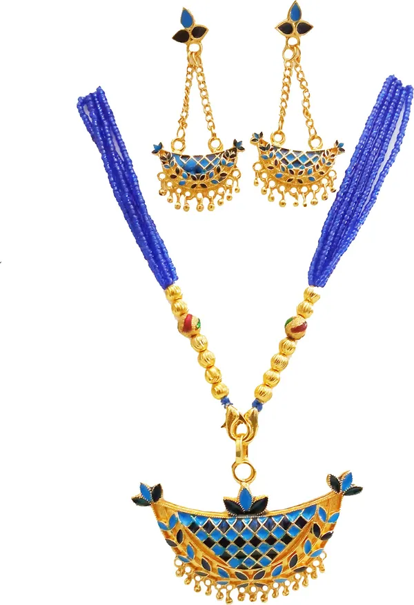 Assamese_Traditional_Ocean_Blue-Blue_Colour_Joonbiri_Tassel_Jewellery_Set_For_Women